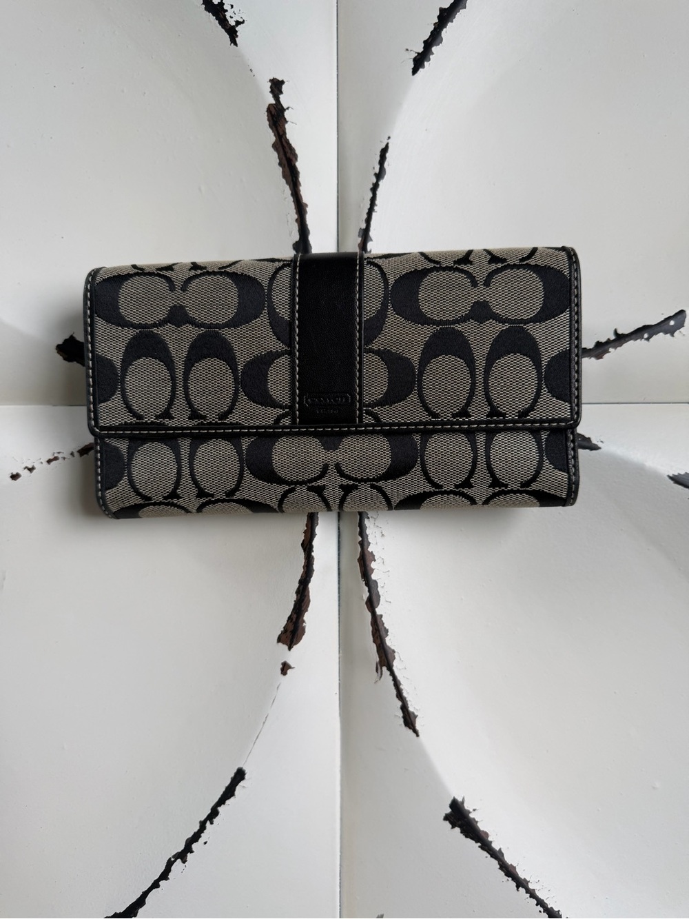 Coach Signature Canvas Fold-Over Wallet With Leather Interior